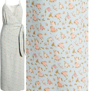 WAYF Size Small Floral Blue Wrap Dress